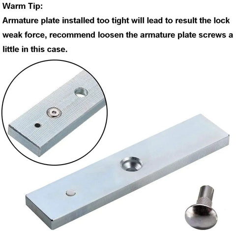 Armature plate and screw for 600 Lbs Magnetic Door Lock With Fail Safe Electric Access Control For Single Door Dual Voltage 12VDC Or 24VDC