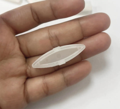 4 Pieces Toilet Seat Bumpers Replacement Kit For Quiet Close Lids, single rubber cushion in hand, ABS material
