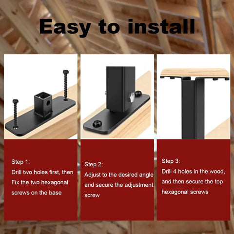 Three Pack 4x4 Roof Riser Brackets Kit For Pergola Gazebo And Patio Covers Heavy Duty Adjustable Black Steel Beam Brackets For Durable Outdoor Roof Support And Easy Install