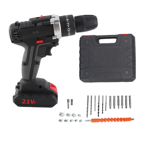 Badass Brushless Cordless Drill Kit Featuring Twenty Five Adjustable Torque Settings And One Thousand Four Fifty RPM Speed For Smooth Home Fixes And Heavy Duty Diy Work with accessories.