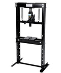 12 Ton Hydraulic H Frame Shop Press With Adjustable Table And Stamping Plates For Auto Repair Garage Use And Metalworking Projects Like Bearing Removal U Joint Installation Straightening And More Black Finish, front view