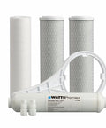 Biannual Carbon Block Filter Kit For Reverse Osmosis System With 5 Stage And 6 Stage Premium Filtration, filter components displayed