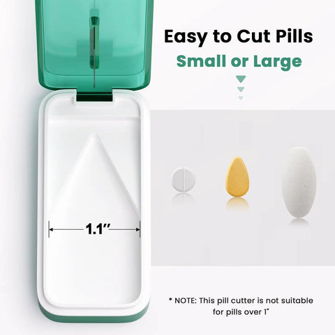 Pill Cutter And Splitter With Sharp Blade For Big Or Small Pills No Fuss BPA Free Food Grade Plastic Soft Silicone V Shape Holder