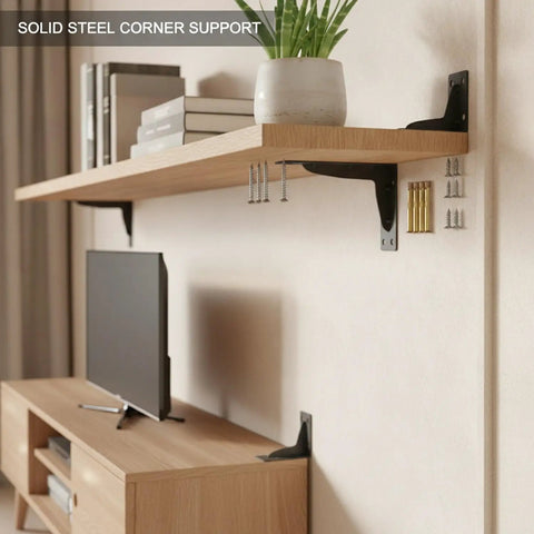 Heavy Duty Cold Rolled Steel L Bracket For Corner Reinforcement And Furniture Support, stabilizing a wall-mounted shelf and TV stand