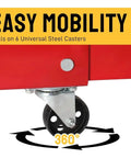 Folding Hydraulic Engine Hoist 2 Ton 4000 Lbs Heavy Duty showing 360-degree rotating steel casters for easy mobility.