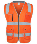 High Visibility Safety Vest With Nine Pockets Zipper Closure Padded Neck And 360 Degree Reflective Strips ANSI ISEA Type R Class 2