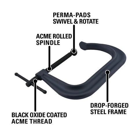 Beefy 8 Inch Opening C Clamp With 6 Inch Throat And 5900 Lbs Clamping Power Deep Square Throat Design Model 4408