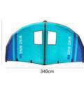 Inflatable surfing foil wing for beginners and pros, blue Oxford polyester, 340x190 cm, tear-resistant, sun-protection coating
