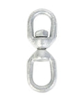 Rock Solid Quarter Inch Forged Steel Eye To Eye Swivel Link Heavy Duty Galvanized Chain Connector Rust Resistant close-up view.