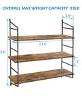 Farmhouse Wall Shelf Rustic Floating Shelves 24 Inch with steel brackets, dimensions 23.6 x 5.9 inches, MDF material