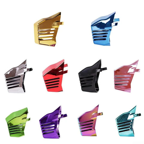 Various colored rear derailleur battery guards with heat dissipation holes for SRAM RED AXS in rainbow finish