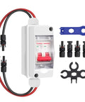 Outdoor Solar Disconnect Switch 20 Amp IP Waterproof DC Miniature Circuit Breaker For PV Systems And Home Use With Plug And Play No Fuss Universal Connector Design For Quick Easy Wiring And Weatherproof Performance