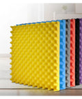 Professional Polyurethane Self Adhesive Soundproofing Foam Rolls Five Meter Long in yellow, blue, gray, red, and black colors.