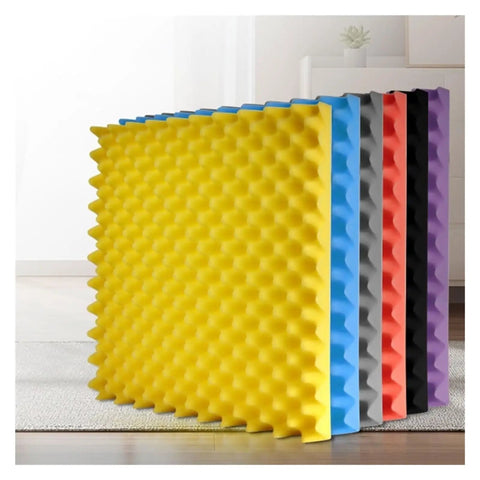 Professional Polyurethane Self Adhesive Soundproofing Foam Rolls Five Meter Long in yellow, blue, gray, red, and black colors.