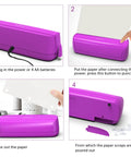 Electric 3 Hole Paper Punch With Adapter 20 Sheet Capacity AC Or Battery Powered Purple Office School Studio Tool instructions