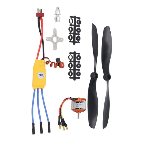A2212 1400KV Brushless RC Drone Motor With 30A ESC, props, and accessories for 2 to 3S LiPo Power
