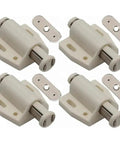 Four 16 Pieces Magnetic Push To Open Cabinet Latches with plates, ideal for DIY home cabinet hardware, shown in white.
