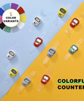 Smooth Slick Electronic Finger Counter With Real Lcd Tally Clicker Handy Pocket Digit Counter For Knitting Crochet Golf And Fidget Quick Reset Mini Display Pack In Cool Colors, showing 5 colorful variants.