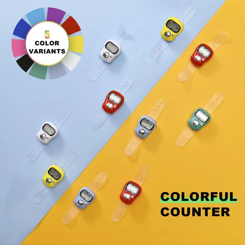 Smooth Slick Electronic Finger Counter With Real Lcd Tally Clicker Handy Pocket Digit Counter For Knitting Crochet Golf And Fidget Quick Reset Mini Display Pack In Cool Colors, showing 5 colorful variants.