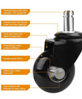 Heavy Duty 2 Inch Chair Caster Wheel, plug-in 7/16 inch stem, 7/8 inch length, dual bearings for smooth, quiet rolling.