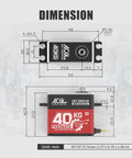 Dimensions of 40Kg High Torque RC Servo Motor With Full Metal Gear Waterproof Brushless Programmable Standard Servo And Accurate Position Feedback IA73BHLW.