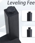 Close-up of leveling feet for 22.8 Inch Shower Bench With Handles, Waterproof HIPS Stool With Storage Shelf And Non Slip Feet.