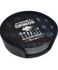 Six Leather Coasters With Holder Set For Home Bar And Office Use Microfiber PU Leather Drink Coasters With Chef Design