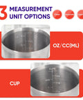 Stainless Steel Measuring Cup With Handle Upgraded 3 In 1 Cup ML Ounce Scale 16 Ounces showing OZ and Cup measurements