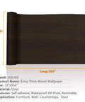 Wide 32 Inch By 354 Inch Textured Dark Wood Vinyl Film Peel And Stick For Kitchen Countertops Cabinets And Furniture Self Adhesive Waterproof Removable Wood Grain Contact Paper Dope Wood Look showing roll with dimensions
