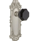 Victorian Plate Waldorf Black Door Knob Set With Satin Nickel Finish Old School Charm Privacy Lock Solid Brass Plates And Crystal Knobs