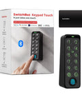 Smart Keypad Touch That Delivers Keyless Entry And Fingerprint Access, IP65 Waterproof Home Security Pad, product box and keypad image.
