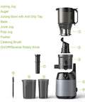 Super Chill Slow Masticating Juicer With 130Mm Wide Feed Chute For Whole Fruits And Veggies Easy To Clean Electric Cold Press Machine parts labeled diagram.