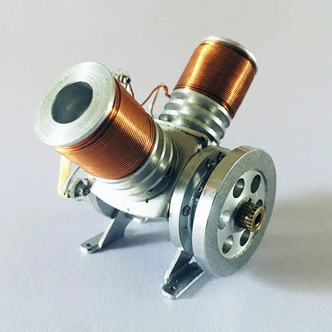 Mini Metal V Type Double Cylinder Electromagnetic Engine Model V2 Working Demonstration Toy For Hands On Physics Experiment With Six To Twelve Volt Supply, metal dual-cylinder model