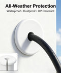 6 Pack Solid Silicone Cable Grommets For Walls Dustproof Waterproof Shield Keeps Starlink Dishy And Ethernet Lines Secure With A Snug No Sweat Pass Through Fit, featuring black cable in white round grommet.