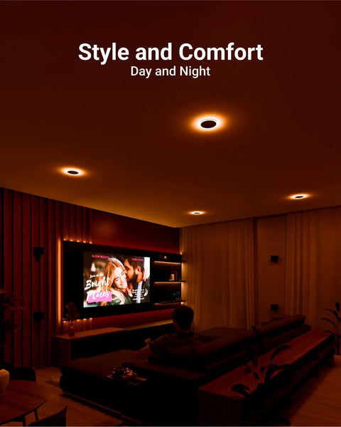 Top Shelf 6 Inch Led Recessed Can Lights illuminate a cozy living room with adjustable color temperature and sleek design.