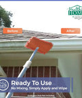 Worlds Best Gutter Cleaner For All Types Of Rain Gutters Siding And Metal Trim Quickly Removes Black Streaks Dirt Filth And Oxidation Ready To Use No Mixing Required 32 Oz being used on gutter