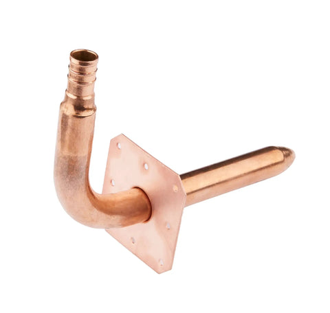 Pack of Ten PEX Copper Stub Out Elbows with Wall Flange Half Inch to Six Inch Crimp Fittings Compliant with F1807 F877 Lead Free