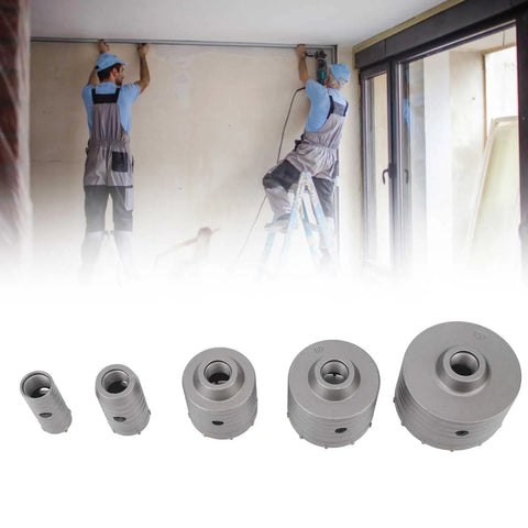 Top Tier 9 Piece Concrete Hole Saw Bit Kit Featuring Five Versatile Sizes Including 30mm And 100mm Plus Shanks And Pilot Bits For Heavy Duty Masonry And Brick Drilling Jobs That Seriously Rock. Concrete core drill bits in 30mm to 100mm sizes