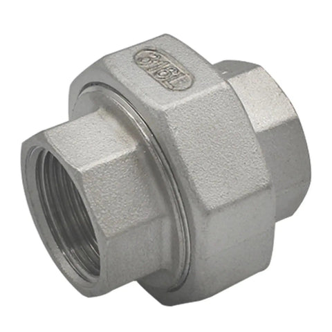 Heavy Duty 304 316 Stainless Steel Union Coupler Female Male Pipe Connector with Rock Solid PTFE Sealing for No Sweat Plumbing Rigging and Kickass Leak Proof Performance On Any Fluid Transfer Job.
