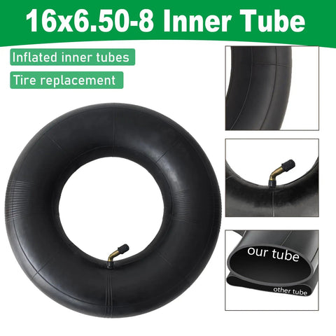 Image of Two Pack Inner Tubes For 16x6.50-8 And 16x7.50-8 Tires With Bent Valve Stem Beefed Up Rubber For Extra Cushion.