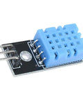 5 Pack DHT11 Temperature Humidity Sensor Module 3.3V To 5V Digital Output With Wires, compact blue and black sensor.
