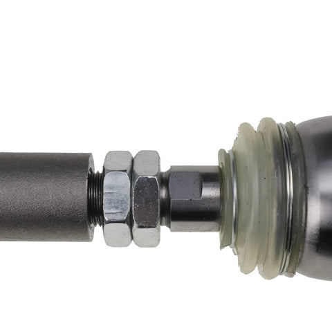 Heavy Duty Kickass Steering Arm Tie Rod Ball Joint Straight Swap Replacement For Case Ih 4wd Loader Backhoe Real Deal Fixed Farm Steering 144457A1 112509A1 close-up view showing ball joint detail and connecting nut.