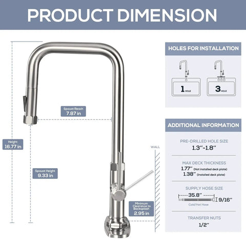 Pull Down Kitchen Faucet With Dual Function Spray Head Single Handle Deck Plate Included Fits 1 Or 3 Hole Sinks Brushed Nickel Finish