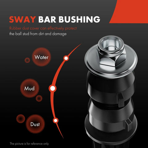 Front Sway Bar Link Stabilizer For Classic GM Rides And SUVs Including Buick Century Electra LeSabre Skylark Estate Wagon Riviera Roadmaster Skyhawk Somerset Regal Cadillac DeVille Fleetwood Seville Cimarron Brougham Bel Air Astro Beretta And More, black rubber dust cover