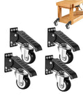 Heavy Duty Workbench Casters, Side Mounted Retractable Wheels, Set Of Four stainless steel casters for rolling tables.