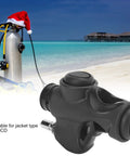 BCD Inflator Valve For Dive Gear Low Pressure Mini K Shape 3/4 Inch Hose Adapter, beach background, scuba tank