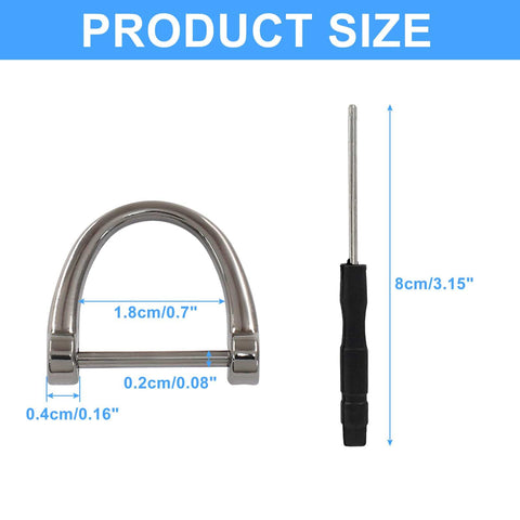Durable U Shape D Ring Screws Set For DIY Leather Strap Craft And Purse Replacement with size details and screwdriver