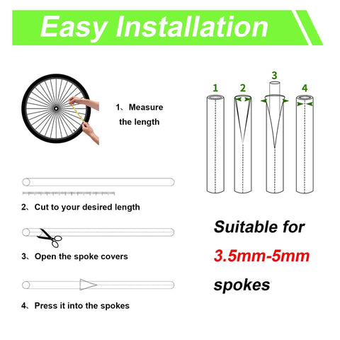 Installation guide for 150 Piece Spoke Covers Set In 10 Bold Colors For Bikes And Motorcycles with step-by-step instructions.