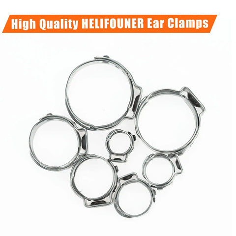 Beefy Stainless Steel Single Ear Hose Clamps 20.3 To 23.5 Mm 304 Grade Heavy Duty Pack Of 50 For Automotive Marine And Home Use With Corrosion Resistant Construction And Easy Install, assorted sizes