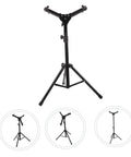 Heavy Duty Folding Drum Rack With Adjustable Alloy Snare Holder Portable Practice Drum Pad Kit angled view showing adjustable features.